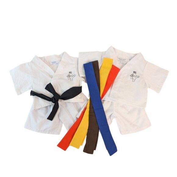 Build A Bear Clothes Karate Gi w/5 Colored Belts 2 White Uniform Top & Bottoms - Picture 1 of 9